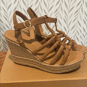 UGG Women's Brown Strappy Wedge Sandals